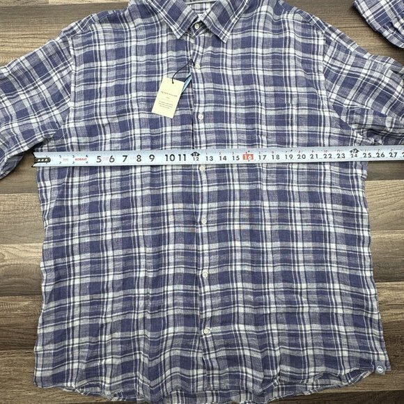 Peter Millar Crown Crafted XL Men's Long Sleeve Button Down Plaid Linen‎ Shirt - Picture 8 of 9